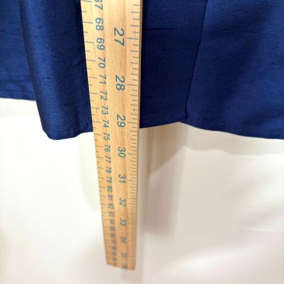 Talbots 100% Silk Shirt Royal Blue Button Front sz 14 Collared Satin Lightweight - Picture 7 of 9